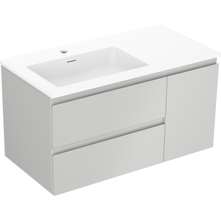 Mexen Orio koupelnová skříňka 90 cm s umyvadlem Otis levé, 2S, 1D, šedá mat/bílá mat - 91A13-09047-3-BBFFF62-W18L01