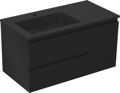 Mexen Orio koupelnová skříňka 90 cm s umyvadlem Otis levé, 2S, 1D, černá mat - 91A13-09047-3-BBFFF71-W18L71