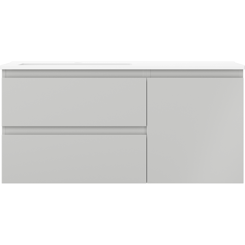 Mexen Orio koupelnová skříňka 100 cm s umyvadlem Otis vlevo, 2S, 1D, šedá matná/bílá matná - 91A13-10047-3-BBFFF62-W18L01