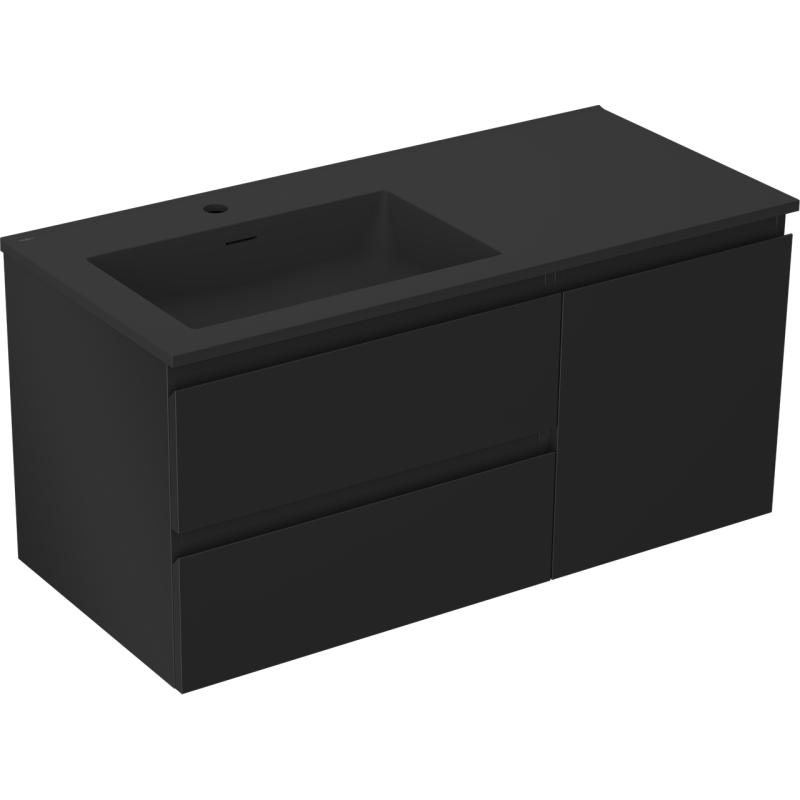 Mexen Orio koupelnová skříňka 100 cm s umyvadlem Otis levým, 2S, 1D, černá mat - 91A13-10047-3-BBFFF71-W18L71