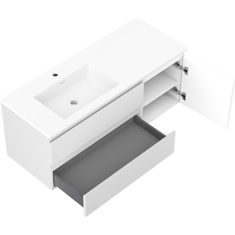 Mexen Orio koupelnová skříňka 120 cm s umyvadlem Otis levou, 2S, 1D, bílá matná - 91A13-12047-3-BBFFF01-W18L01
