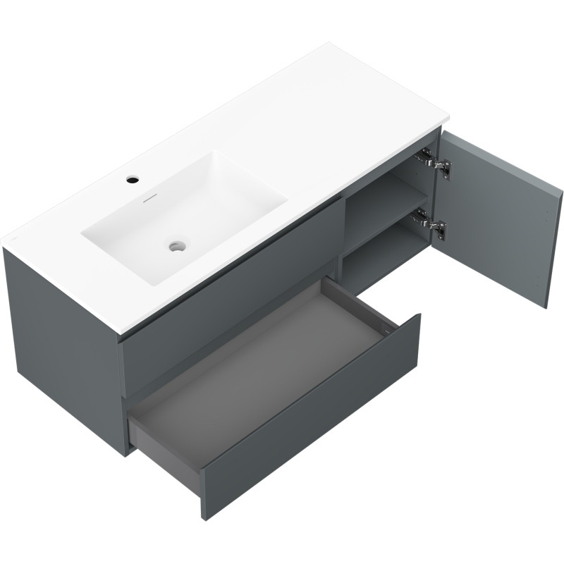 Mexen Orio koupelnová skříňka 120 cm s umyvadlem Otis vlevo, 2S, 1D, grafit mat/bílá mat - 91A13-12047-3-BBFFF66-W18L01