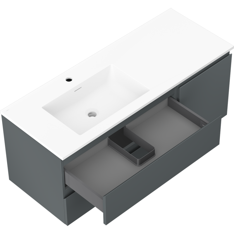 Mexen Orio koupelnová skříňka 120 cm s umyvadlem Otis levá, 2S, 1D, grafit mat/bílá mat - 91A13-12047-3-BBFFF66-W18L01