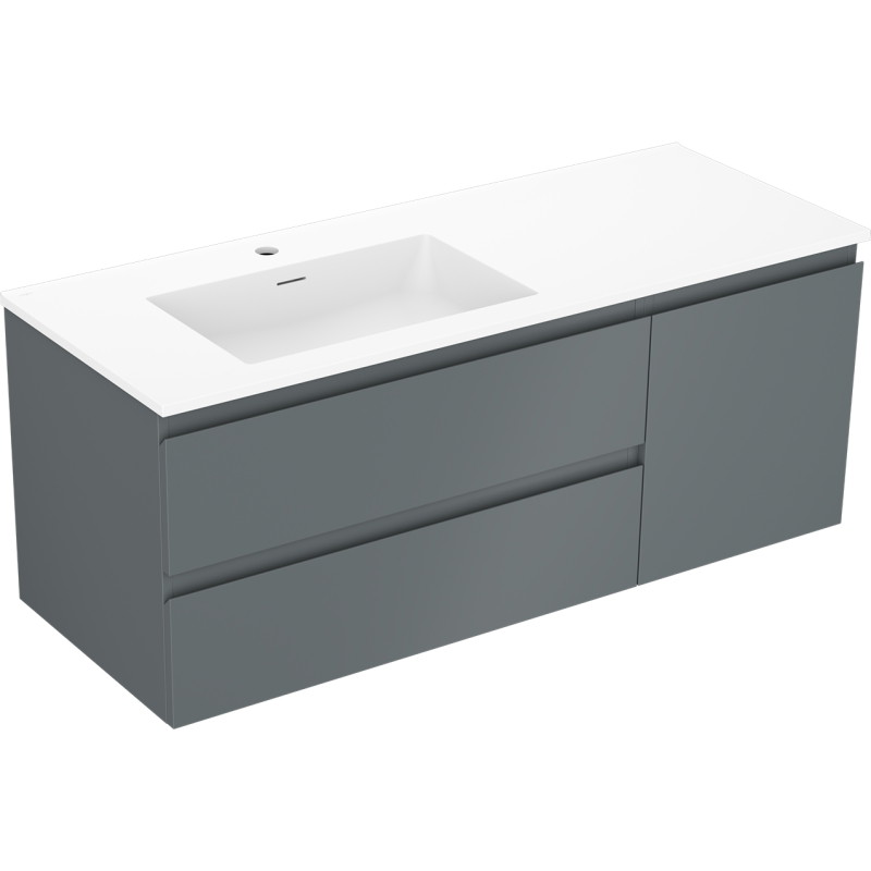 Mexen Orio koupelnová skříňka 120 cm s umyvadlem Otis vlevo, 2S, 1D, grafit mat/bílá mat - 91A13-12047-3-BBFFF66-W18L01