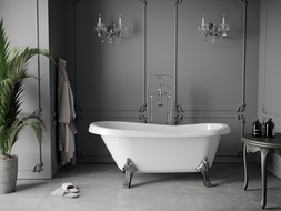 Mexen Retro volně stojící vana 150 x 73 cm, bílá, chromové nohy - 53251507300-00