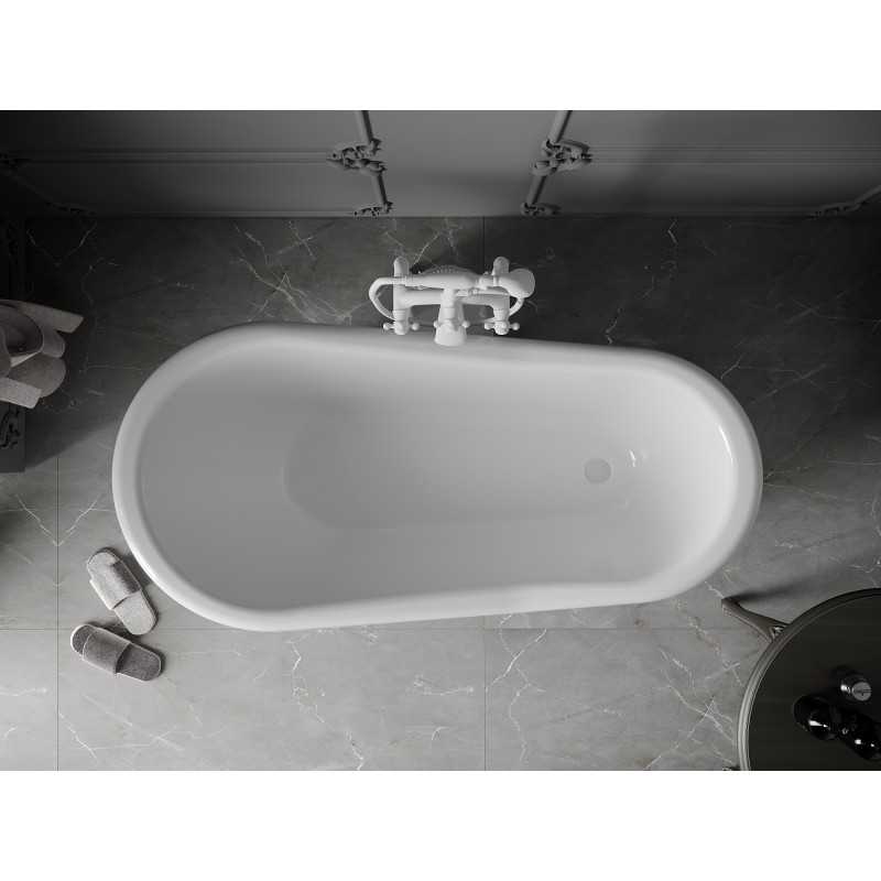 Mexen Retro volně stojící vana 150 x 73 cm, bílá, bílé nohy - 53251507300-20