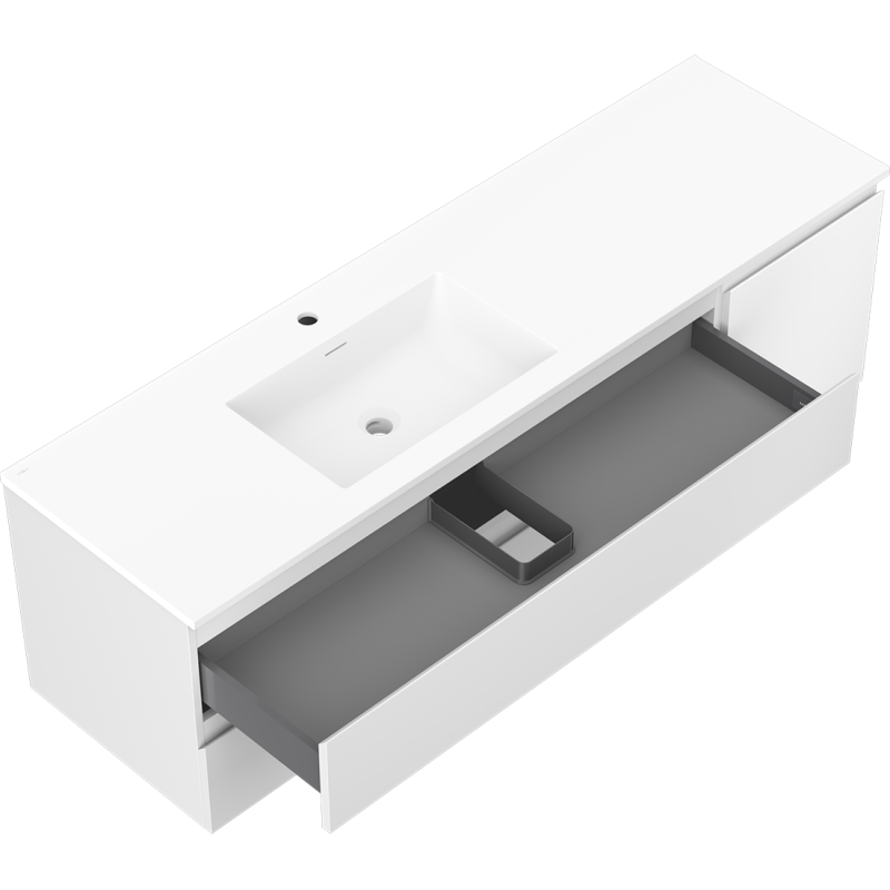 Mexen Orio koupelnová skříňka 160 cm s umyvadlem Otis vlevo, 2S, 1D, bílá mat - 91A13-16047-3-BBFFF01-W18L01