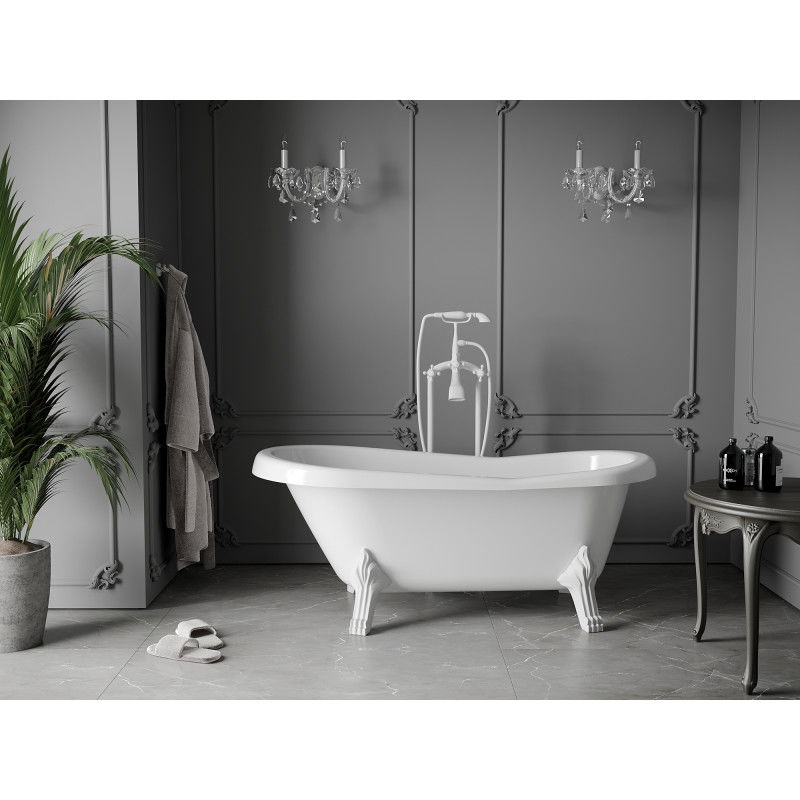 Mexen Retro volně stojící vana 150 x 73 cm, bílá, nohy bílé - 53251507300-20