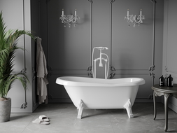 Mexen Retro volně stojící vana 150 x 73 cm, bílá, nohy bílé - 53251507300-20