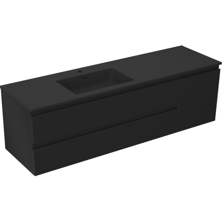Mexen Orio koupelnová skříňka 160 cm s umyvadlem Otis vlevo, 2S, 1D, černá matná - 91A13-16047-3-BBFFF71-W18L71