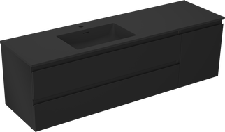 Mexen Orio koupelnová skříňka 160 cm s umyvadlem Otis vlevo, 2S, 1D, černá matná - 91A13-16047-3-BBFFF71-W18L71