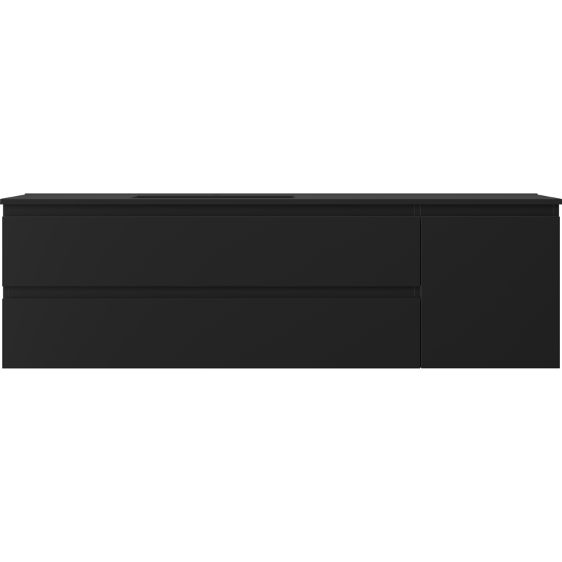 Mexen Orio koupelnová skříňka 160 cm s umyvadlem Otis vlevo, 2S, 1D, černá matná - 91A13-16047-3-BBFFF71-W18L71