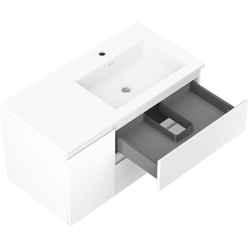 Mexen Orio koupelnová skříňka 90 cm s umyvadlem Otis pravým, 2S, 1D, bílá mat - 91A13-09047-3-BBFFF01-W18P01