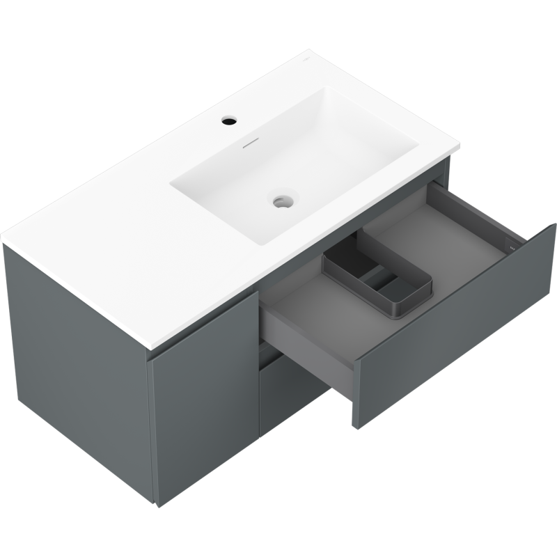 Mexen Orio koupelnová skříňka 90 cm s umyvadlem Otis pravá, 2S, 1D, grafit mat/bílá mat - 91A13-09047-3-BBFFF66-W18P01