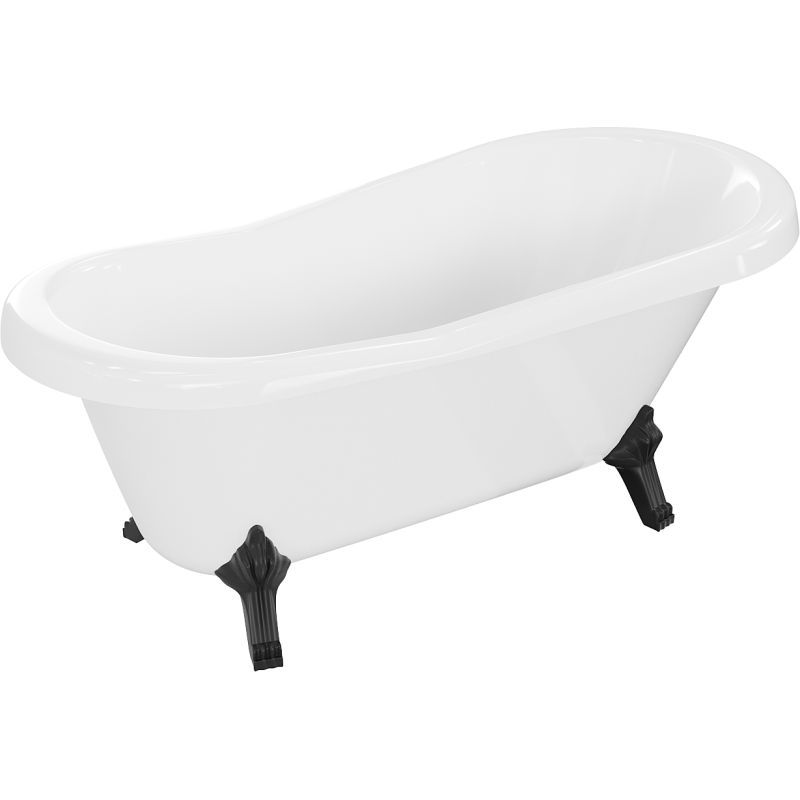 Mexen Retro volně stojící vana 150 x 73 cm, bílá, černé nohy - 53251507300-70