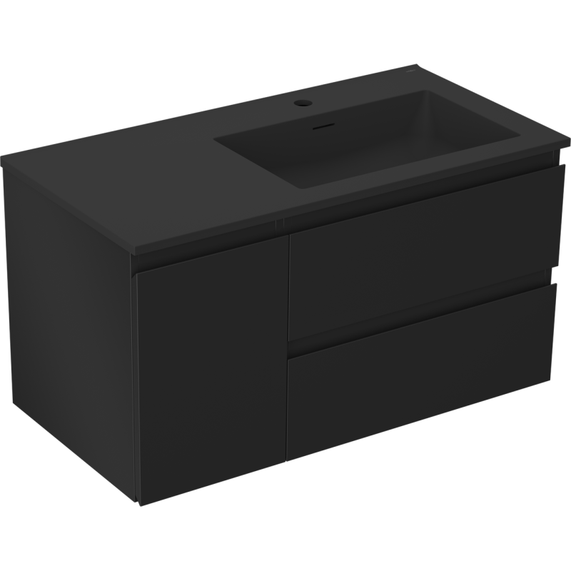 Mexen Orio koupelnová skříňka 90 cm s umyvadlem Otis pravá, 2S, 1D, černá mat - 91A13-09047-3-BBFFF71-W18P71