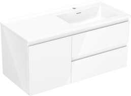 Mexen Orio koupelnová skříňka 100 cm s umyvadlem Otis pravá, 2S, 1D, bílý lesk - 91A13-10047-3-BBFFF00-W18P00