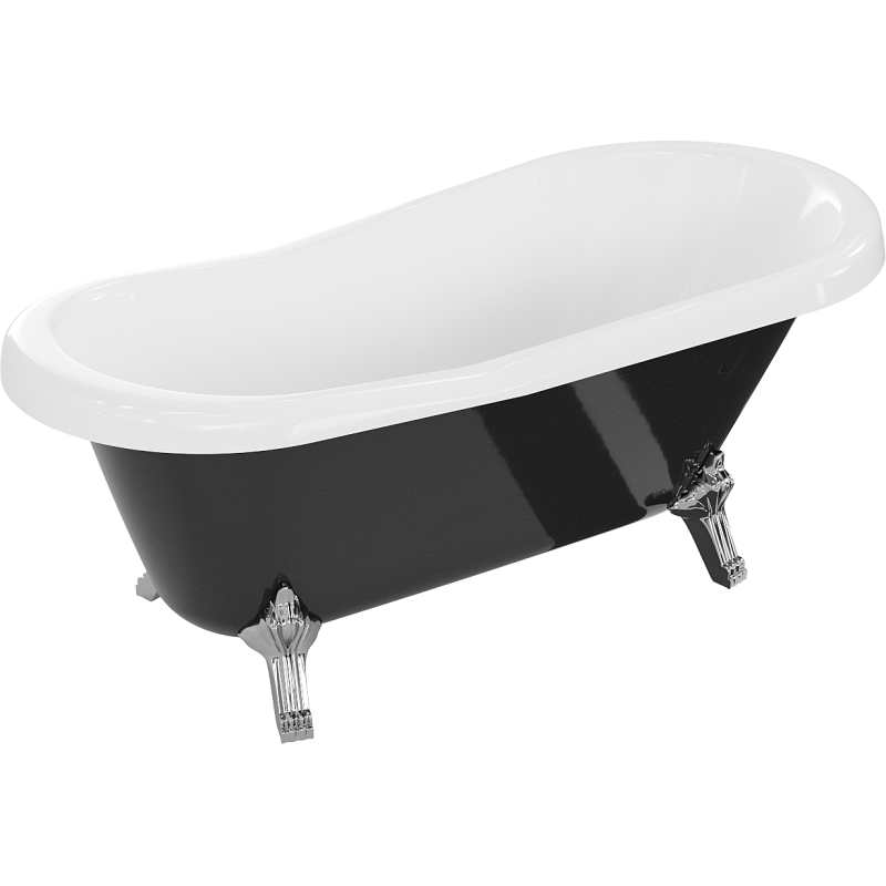 Mexen Retro samostatně stojící vana 150 x 73 cm, bílá/černá, nohy chrom - 53251507375-00