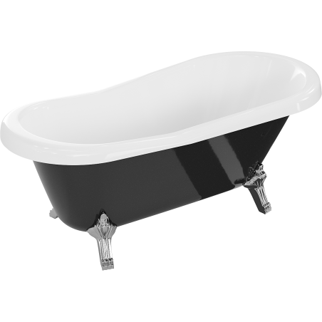 Mexen Retro samostatně stojící vana 150 x 73 cm, bílá/černá, nohy chrom - 53251507375-00