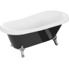 Mexen Retro volně stojící vana 150 x 73 cm, bílá/černá, chromové nohy - 53251507375-00