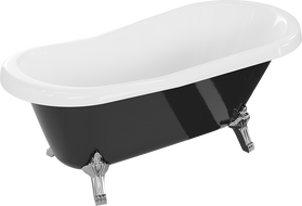 Mexen Retro samostatně stojící vana 150 x 73 cm, bílá/černá, nohy chrom - 53251507375-00