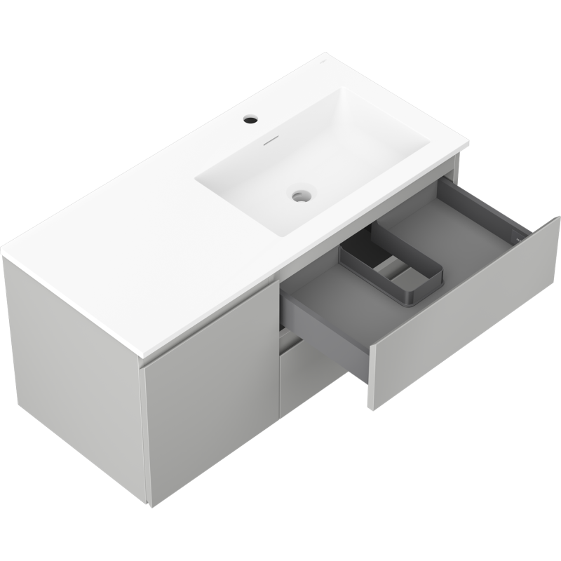 Mexen Orio koupelnová skříňka 100 cm s umyvadlem Otis pravým, 2S, 1D, šedá matná/bílá matná - 91A13-10047-3-BBFFF62-W18P01