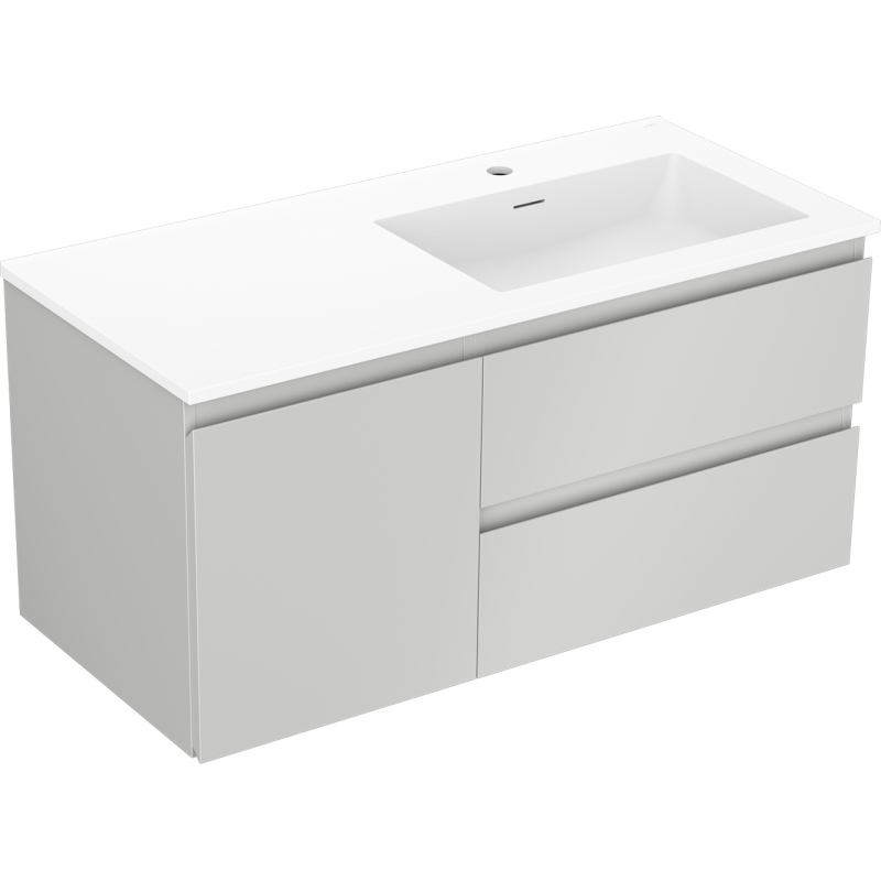 Mexen Orio koupelnová skříňka 100 cm s umyvadlem Otis pravým, 2S, 1D, šedá matná/bílá matná - 91A13-10047-3-BBFFF62-W18P01