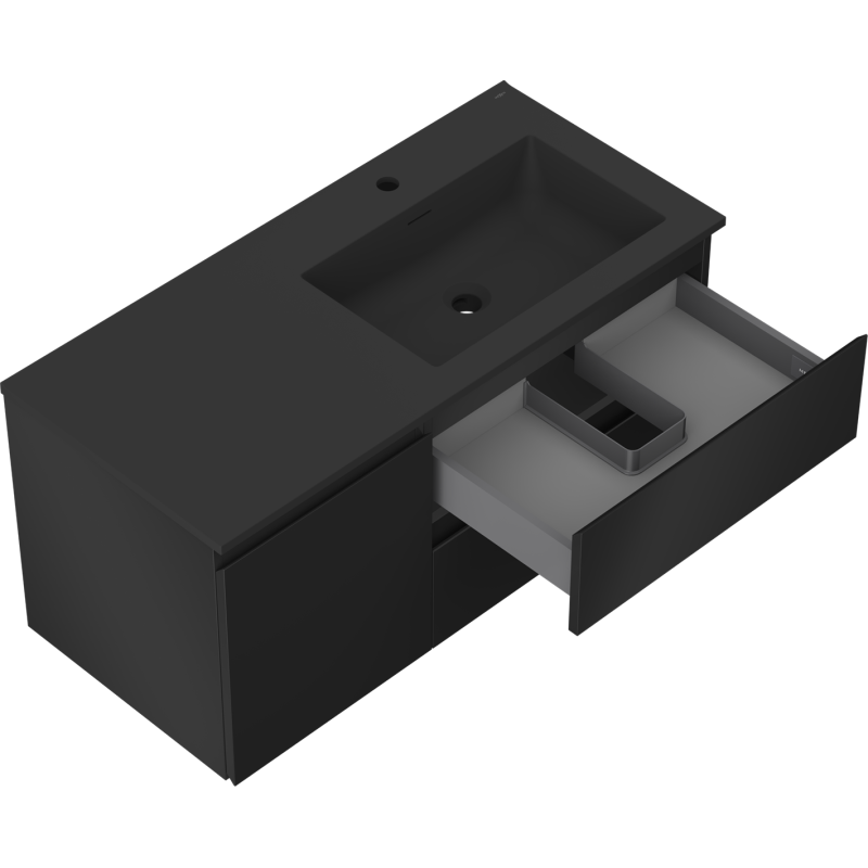 Mexen Orio koupelnová skříňka 100 cm s umyvadlem Otis pravé, 2S, 1D, černá mat - 91A13-10047-3-BBFFF71-W18P71