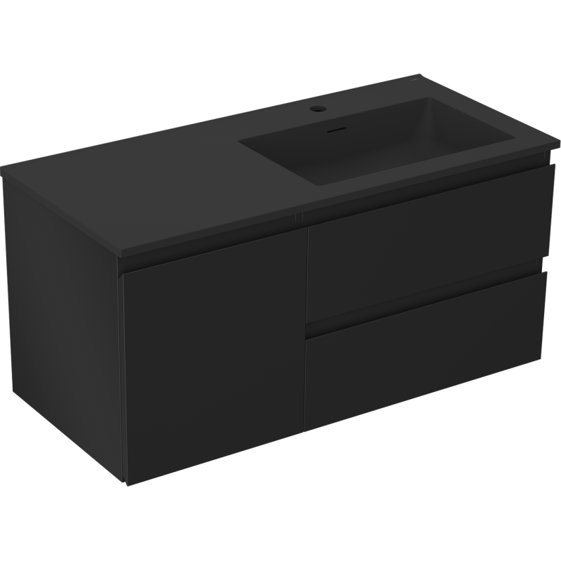 Mexen Orio koupelnová skříňka 100 cm s umyvadlem Otis pravé, 2S, 1D, černá mat - 91A13-10047-3-BBFFF71-W18P71