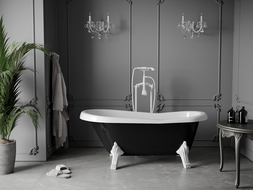 Mexen Retro volně stojící vana 150 x 73 cm, bílá/černá, bílé nohy - 53251507375-20