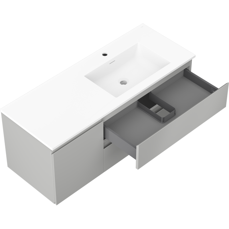 Mexen Orio koupelnová skříňka 120 cm s umyvadlem Otis pravá, 2S, 1D, šedá mat/bílá mat - 91A13-12047-3-BBFFF62-W18P01