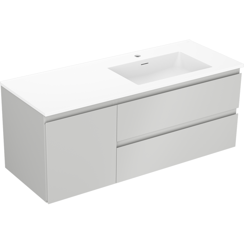 Mexen Orio koupelnová skříňka 120 cm s umyvadlem Otis pravá, 2S, 1D, šedá mat/bílá mat - 91A13-12047-3-BBFFF62-W18P01
