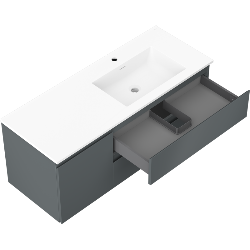 Mexen Orio koupelnová skříňka 120 cm s umyvadlem Otis pravým, 2S, 1D, grafit mat/bílá mat - 91A13-12047-3-BBFFF66-W18P01
