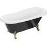 Mexen Retro volně stojící vana 150 x 73 cm, bílá/černá, nohy zlaté - 53251507375-50