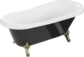 Mexen Retro volně stojící vana 150 x 73 cm, bílá/černá, nohy zlaté - 53251507375-50