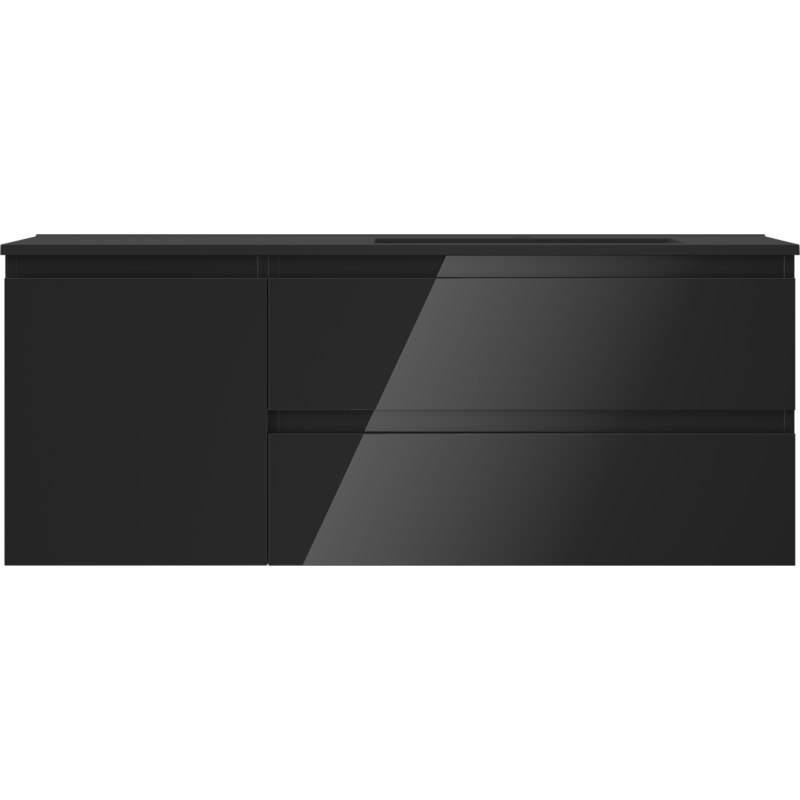 Mexen Orio koupelnová skříňka 120 cm s umyvadlem Otis pravá, 2S, 1D, černý lesk/černý mat - 91A13-12047-3-BBFFF70-W18P71