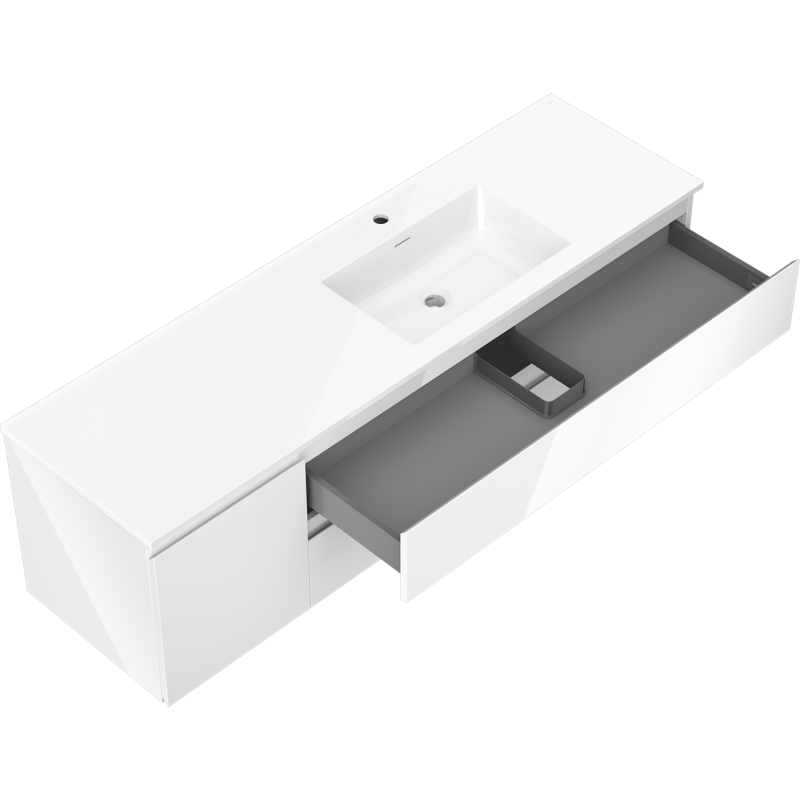 Mexen Orio koupelnová skříňka 160 cm s umyvadlem Otis pravým, 2S, 1D, bílý lesk - 91A13-16047-3-BBFFF00-W18P00