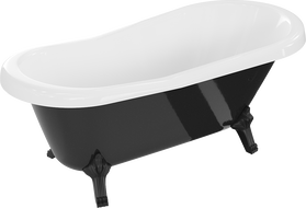 Mexen Retro volně stojící vana 150 x 73 cm, bílá/černá, nohy černé - 53251507375-70