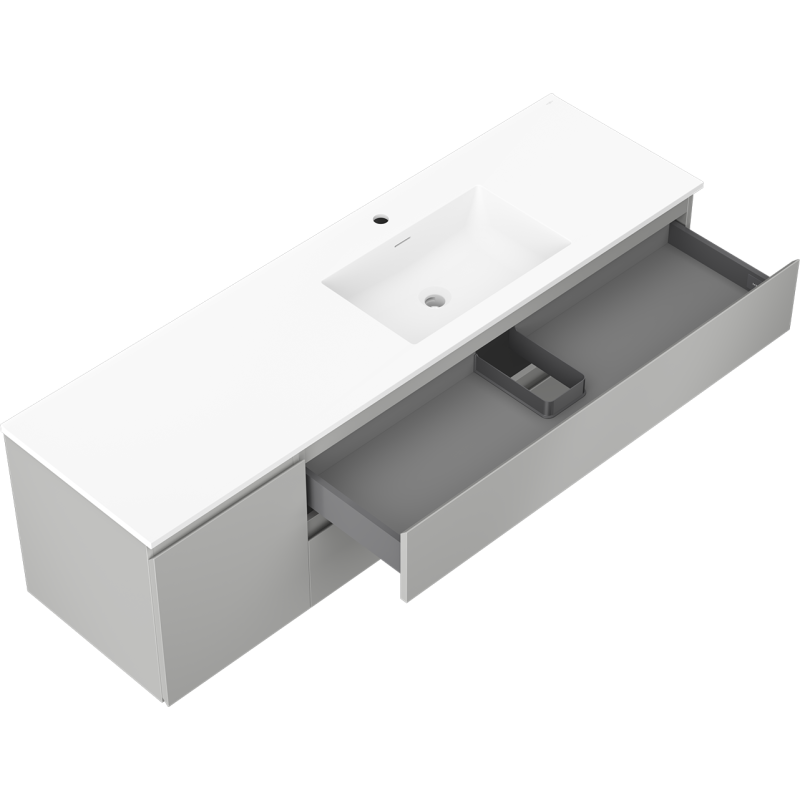 Mexen Orio koupelnová skříňka 160 cm s umyvadlem Otis pravým, 2S, 1D, šedá mat/bílá mat - 91A13-16047-3-BBFFF62-W18P01