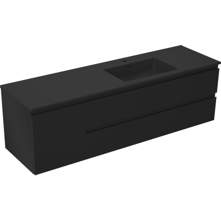 Mexen Orio koupelnová skříňka 160 cm s umyvadlem Otis pravá, 2S, 1D, černá mat - 91A13-16047-3-BBFFF71-W18P71