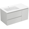 Mexen Rivel koupelnová skříňka 90 cm s umyvadlem Otis vlevo, 2S, 1D, rýhovaná, šedá mat/bílá mat - 91A23-09047-3-BBFFF62-W18L01