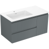 Mexen Rivel koupelnová skříňka 90 cm s umyvadlem Otis vlevo, 2S, 1D, rýhovaná, grafit mat/bílá mat