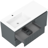 Mexen Rivel koupelnová skříňka 100 cm s umyvadlem Otis vlevo, 2S, 1D, rýhovaná, grafit/bílá mat - 91A23-10047-3-BBFFF66-W18L01