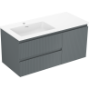 Mexen Rivel koupelnová skříňka 100 cm s umyvadlem Otis vlevo, 2S, 1D, rýhovaná, grafit/bílá mat - 91A23-10047-3-BBFFF66-W18L01
