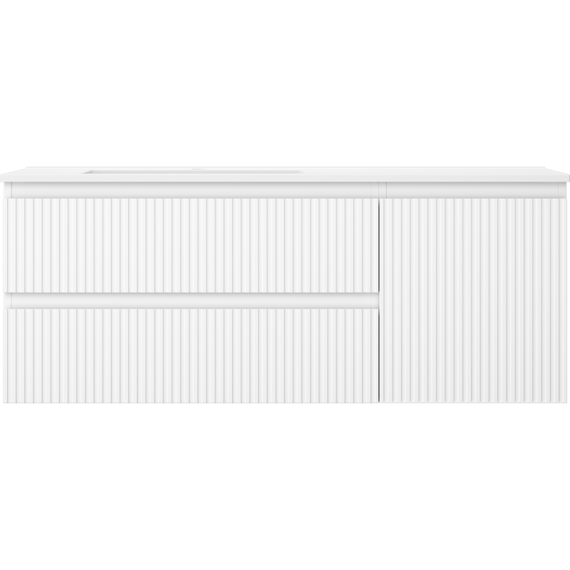 Mexen Rivel koupelnová skříňka 120 cm s umyvadlem Otis levá, 2S, 1D, rýhovaná, bílá matná - 91A23-12047-3-BBFFF01-W18L01