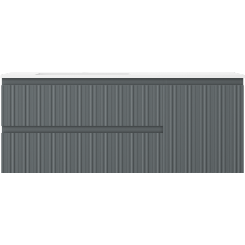 Mexen Rivel koupelnová skříňka 120 cm s umyvadlem Otis levá, 2S, 1D, rýhovaný, grafit/bílá mat - 91A23-12047-3-BBFFF66-W18L01