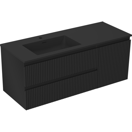 Mexen Rivel koupelnová skříňka 120 cm s umyvadlem Otis levým, 2S, 1D, drážkovaná, černá mat - 91A23-12047-3-BBFFF71-W18L71