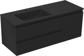 Mexen Rivel koupelnová skříňka 120 cm s umyvadlem Otis levým, 2S, 1D, drážkovaná, černá mat - 91A23-12047-3-BBFFF71-W18L71