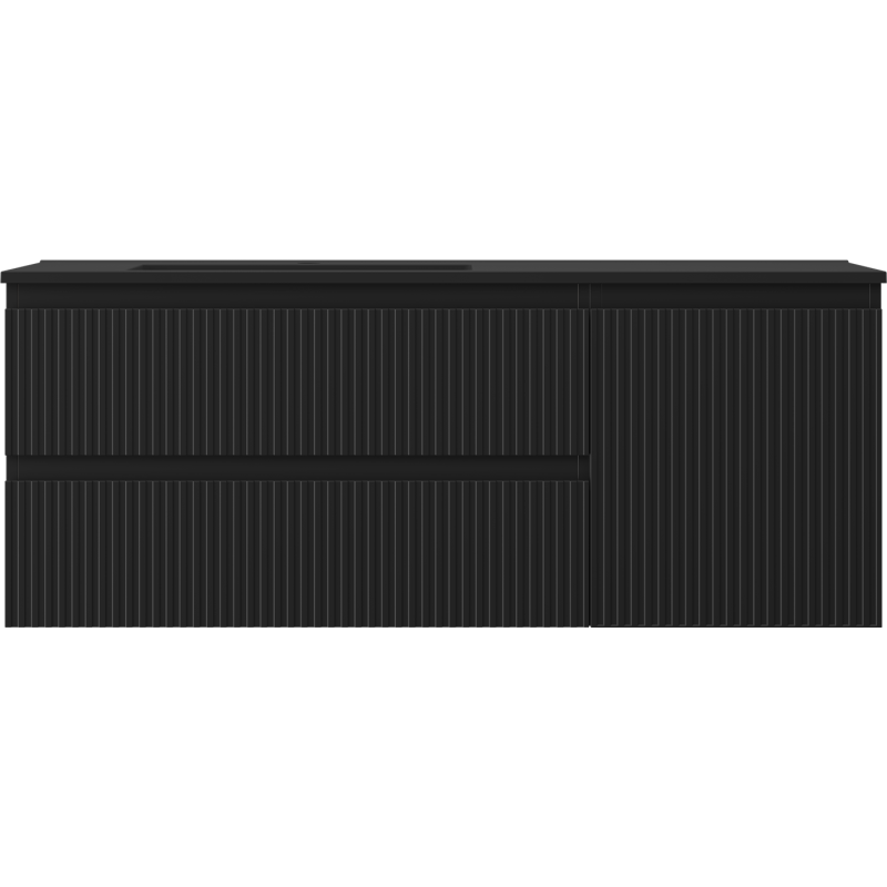 Mexen Rivel koupelnová skříňka 120 cm s umyvadlem Otis levým, 2S, 1D, drážkovaná, černá mat - 91A23-12047-3-BBFFF71-W18L71