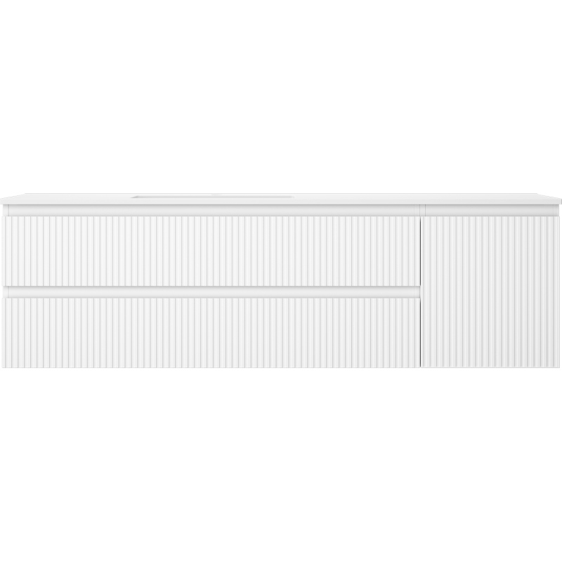 Mexen Rivel koupelnová skříňka 160 cm s umyvadlem Otis levým, 2S, 1D, drážkovaná, bílá mat - 91A23-16047-3-BBFFF01-W18L01